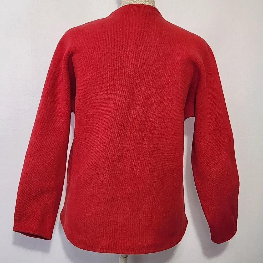 Chico's Size 2/12-L Red Long Sleeve 3/4 Clasp Front Cardigan Sweater Jacket City